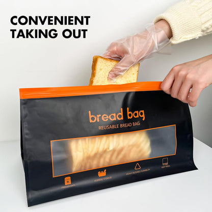 S3 Bread Bags for Homemade Bread Reusable Bread Bags for Sourdough Bread with Sealed Zipper Keep Fresh Large Bread Bag with Window Freezer Safe Bakery Storage Bags (6p)