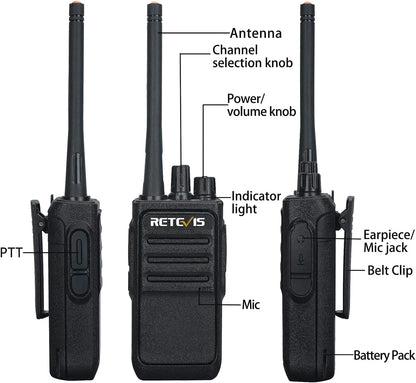 2 Pack Retevis RT17 2 Way Radio,Radios Walkie Talkies for Adults,VOX Handsfree Walkie Talkies with Earpiece,Rechargeable Two Way Radio Long Range