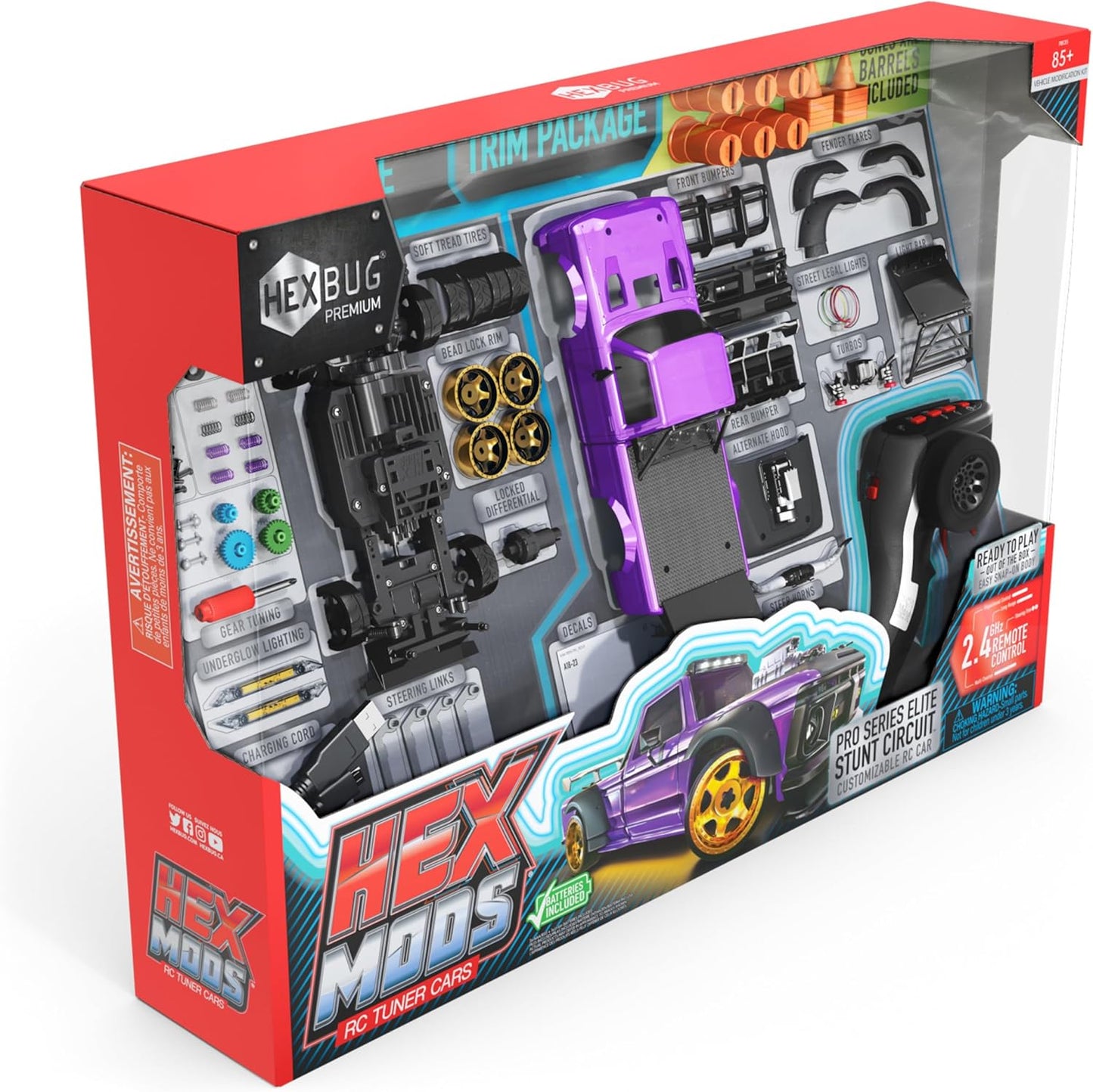 HEXBUG HEXMODS Pro Series Elite Stunt Circuit, Rechargeable Remote Control Car, Model Car Kits for Kids & Adults, STEM Toys for Kids Ages 14 & Up